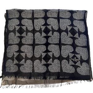 Kate Spade Black and White Spade Pattern Scarf